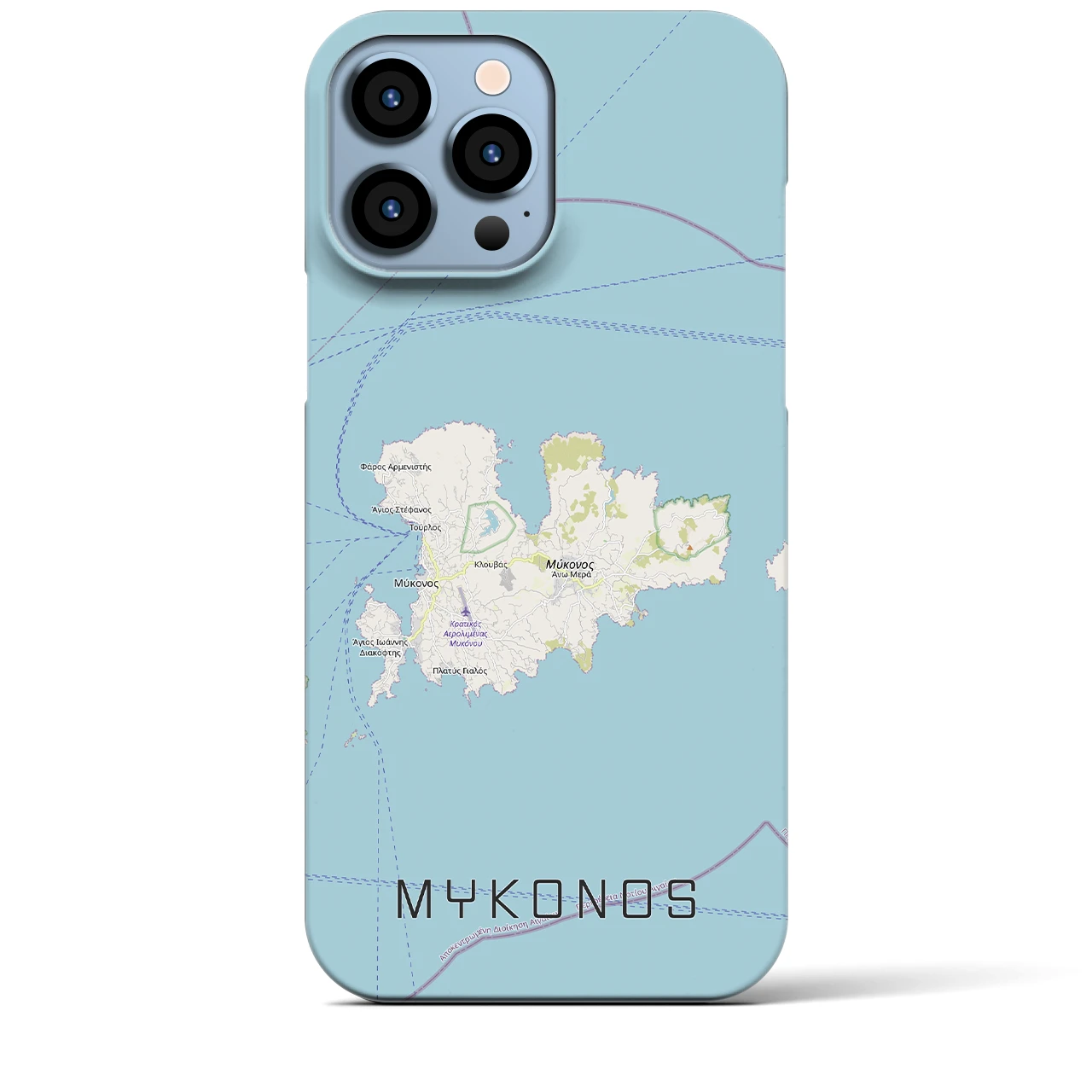 【ミコノス島（ギリシャ）】地図柄iPhoneケース（バックカバータイプ）