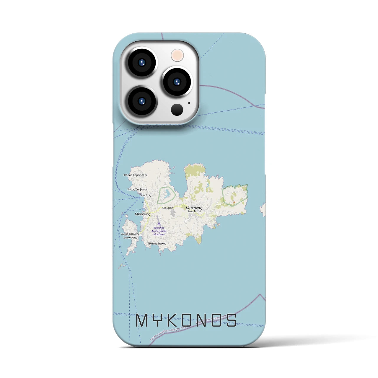 【ミコノス島（ギリシャ）】地図柄iPhoneケース（バックカバータイプ）