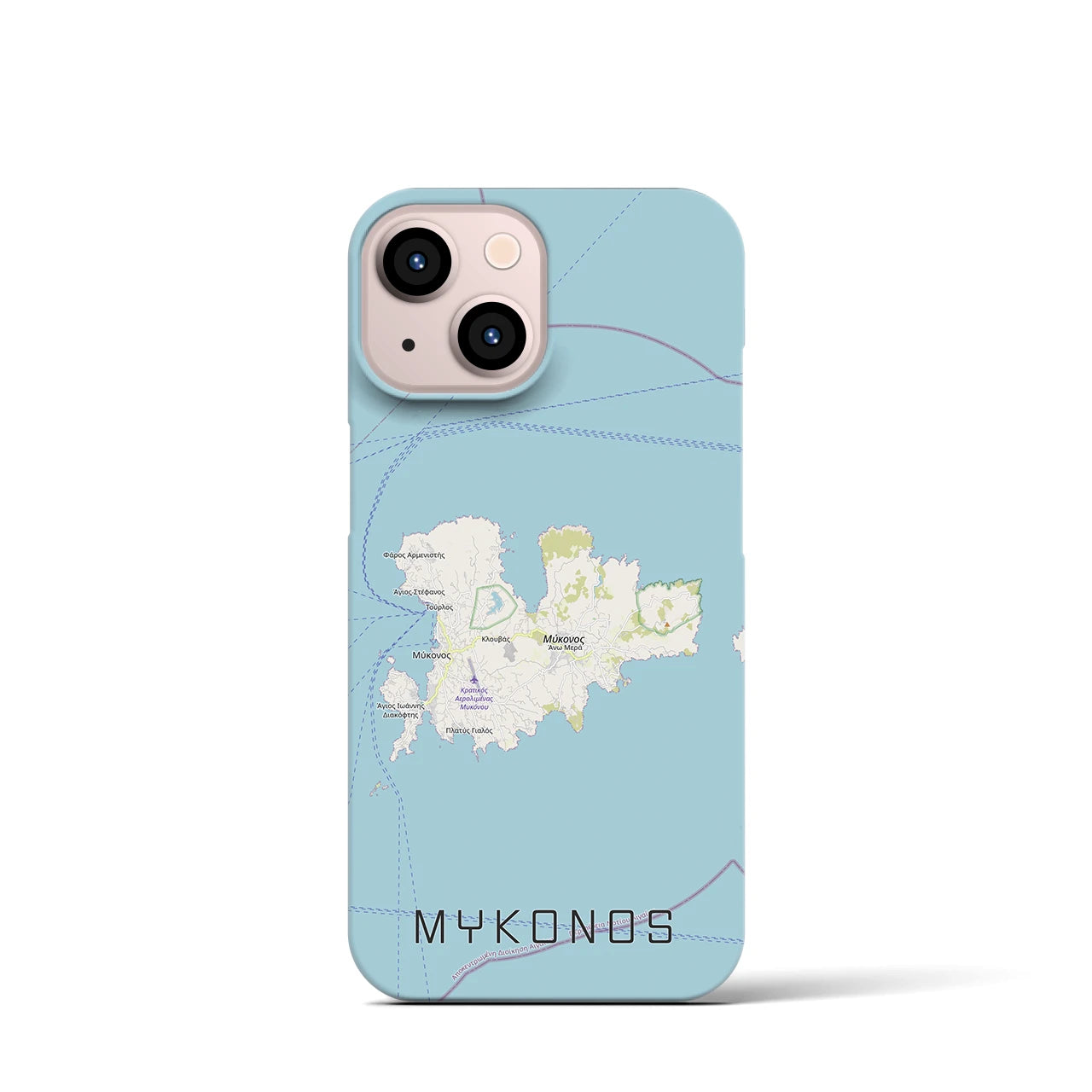 【ミコノス島（ギリシャ）】地図柄iPhoneケース（バックカバータイプ）