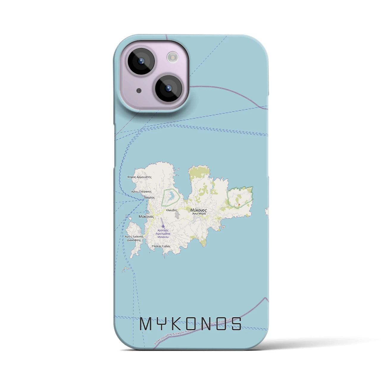 【ミコノス島（ギリシャ）】地図柄iPhoneケース（バックカバータイプ）