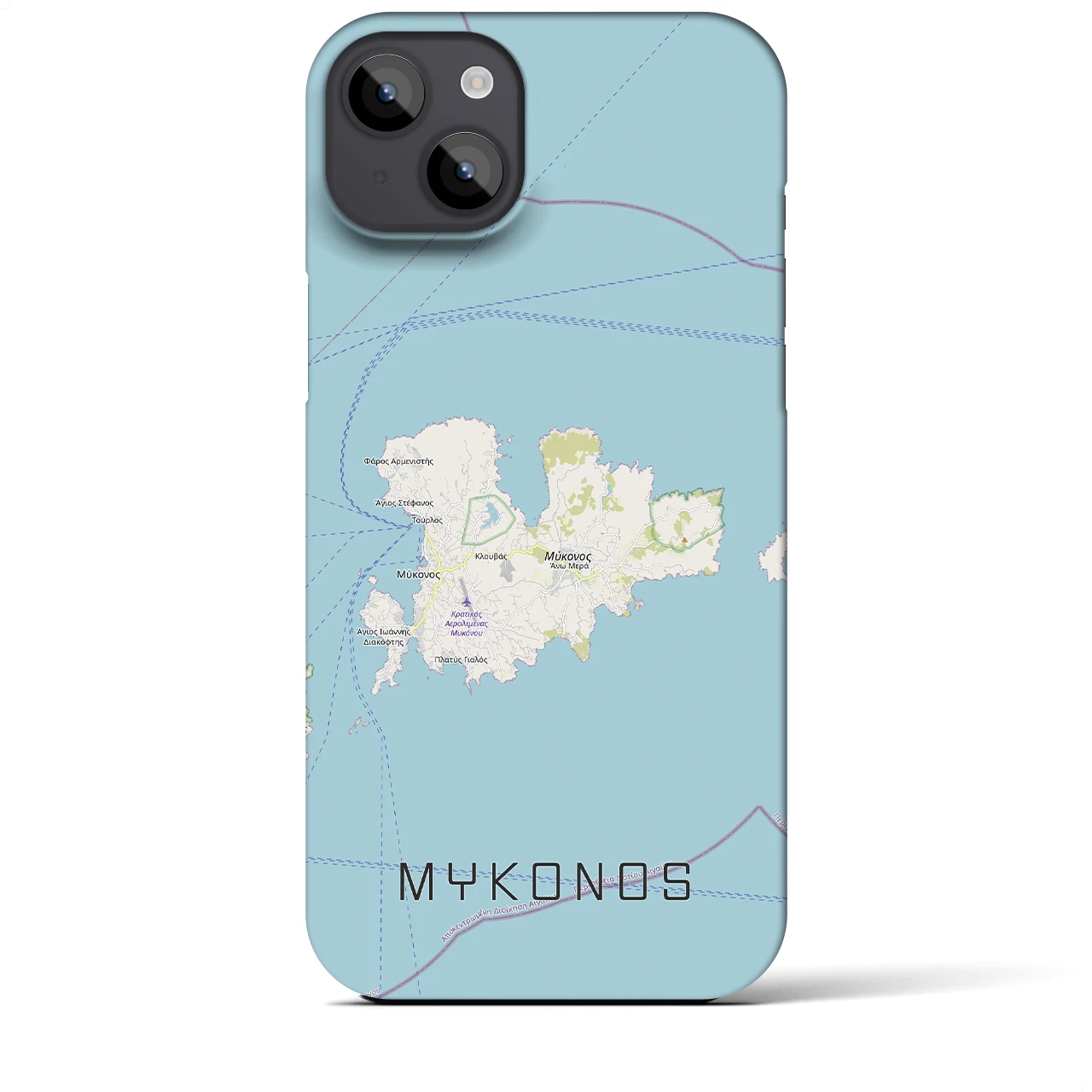 【ミコノス島（ギリシャ）】地図柄iPhoneケース（バックカバータイプ）