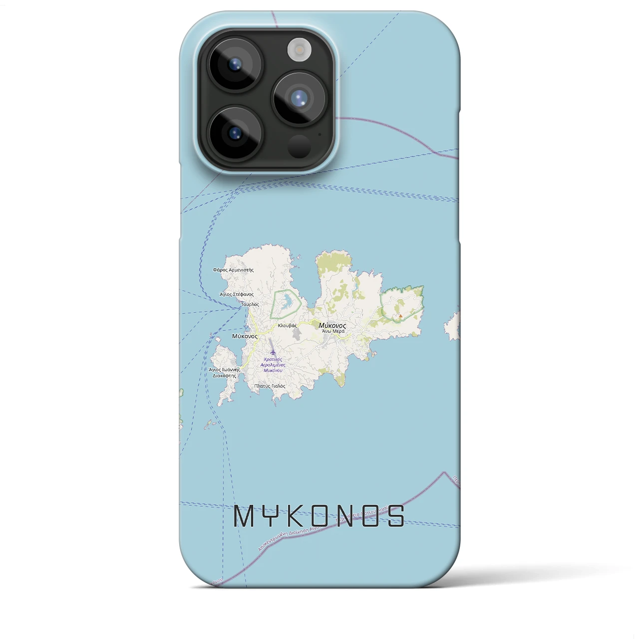 【ミコノス島（ギリシャ）】地図柄iPhoneケース（バックカバータイプ）