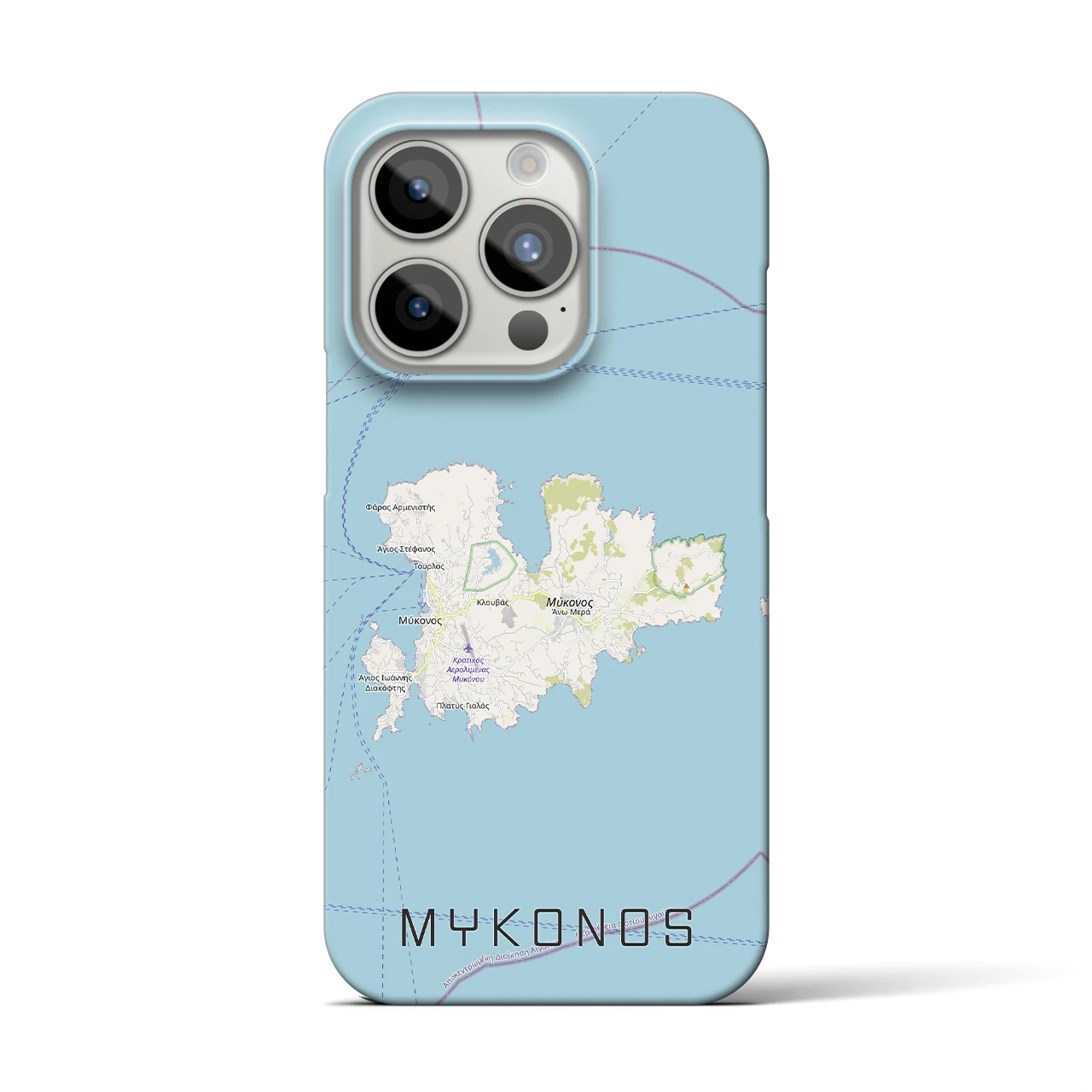 【ミコノス島（ギリシャ）】地図柄iPhoneケース（バックカバータイプ）