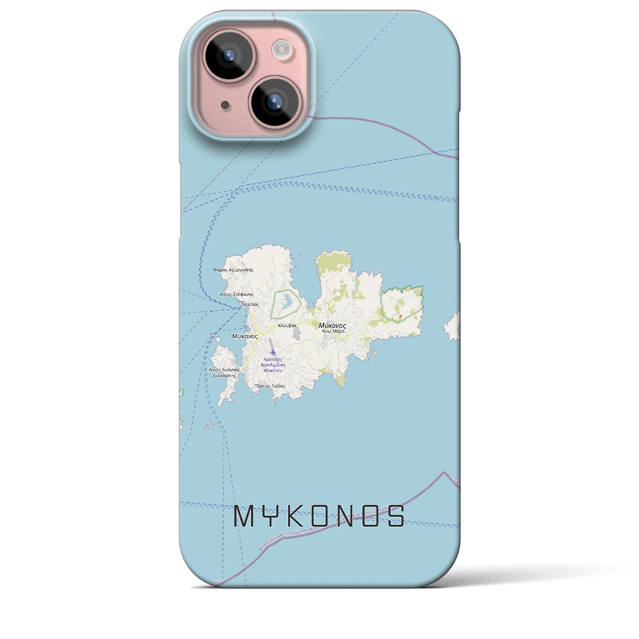 【ミコノス島（ギリシャ）】地図柄iPhoneケース（バックカバータイプ）