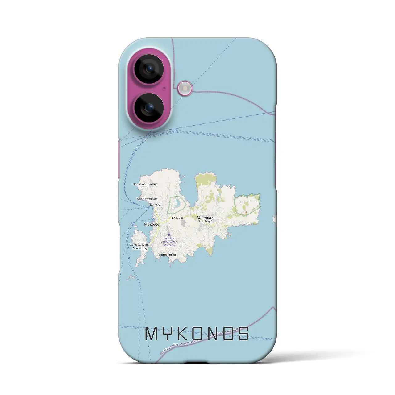 【ミコノス島（ギリシャ）】地図柄iPhoneケース（バックカバータイプ）