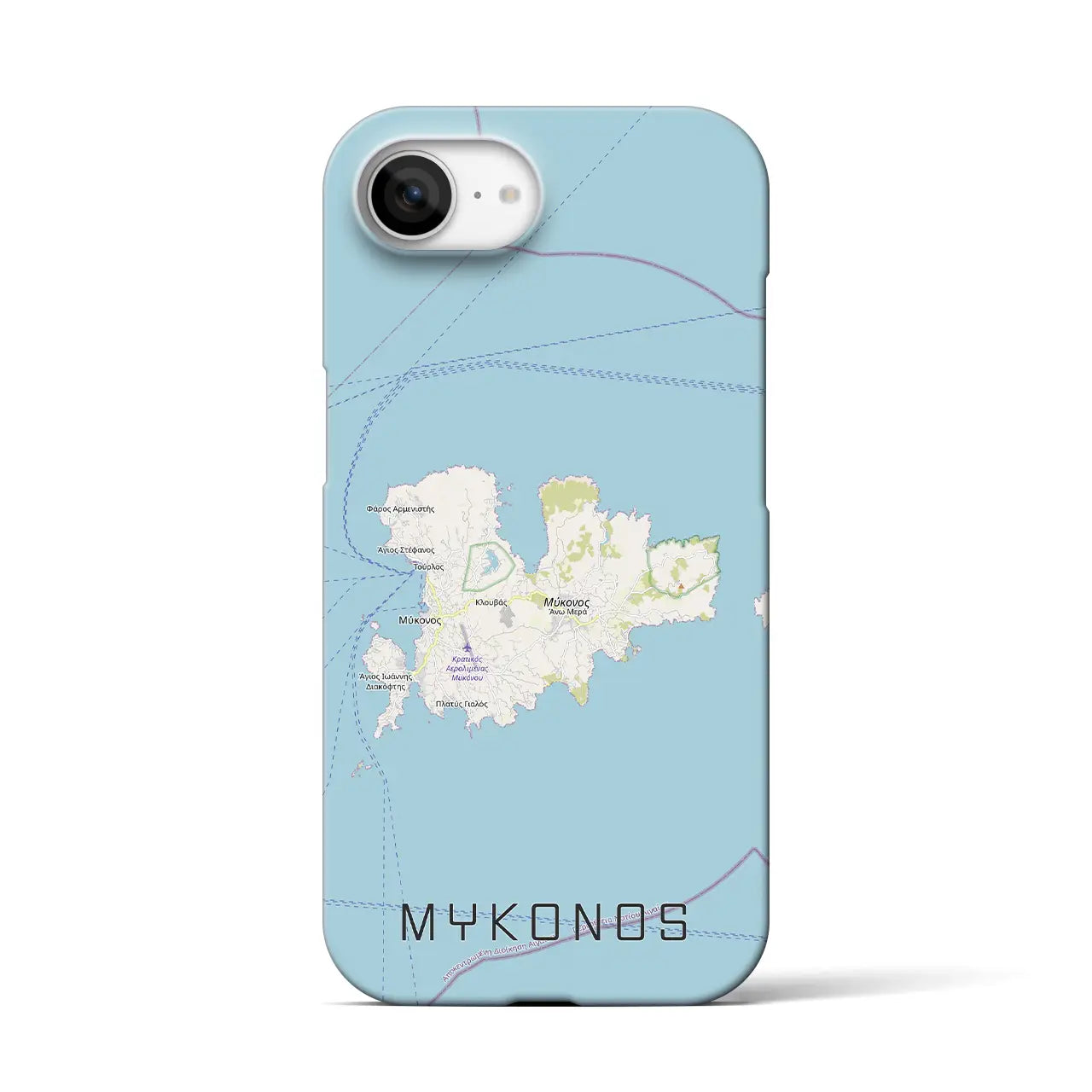 【ミコノス島（ギリシャ）】地図柄iPhoneケース（バックカバータイプ）