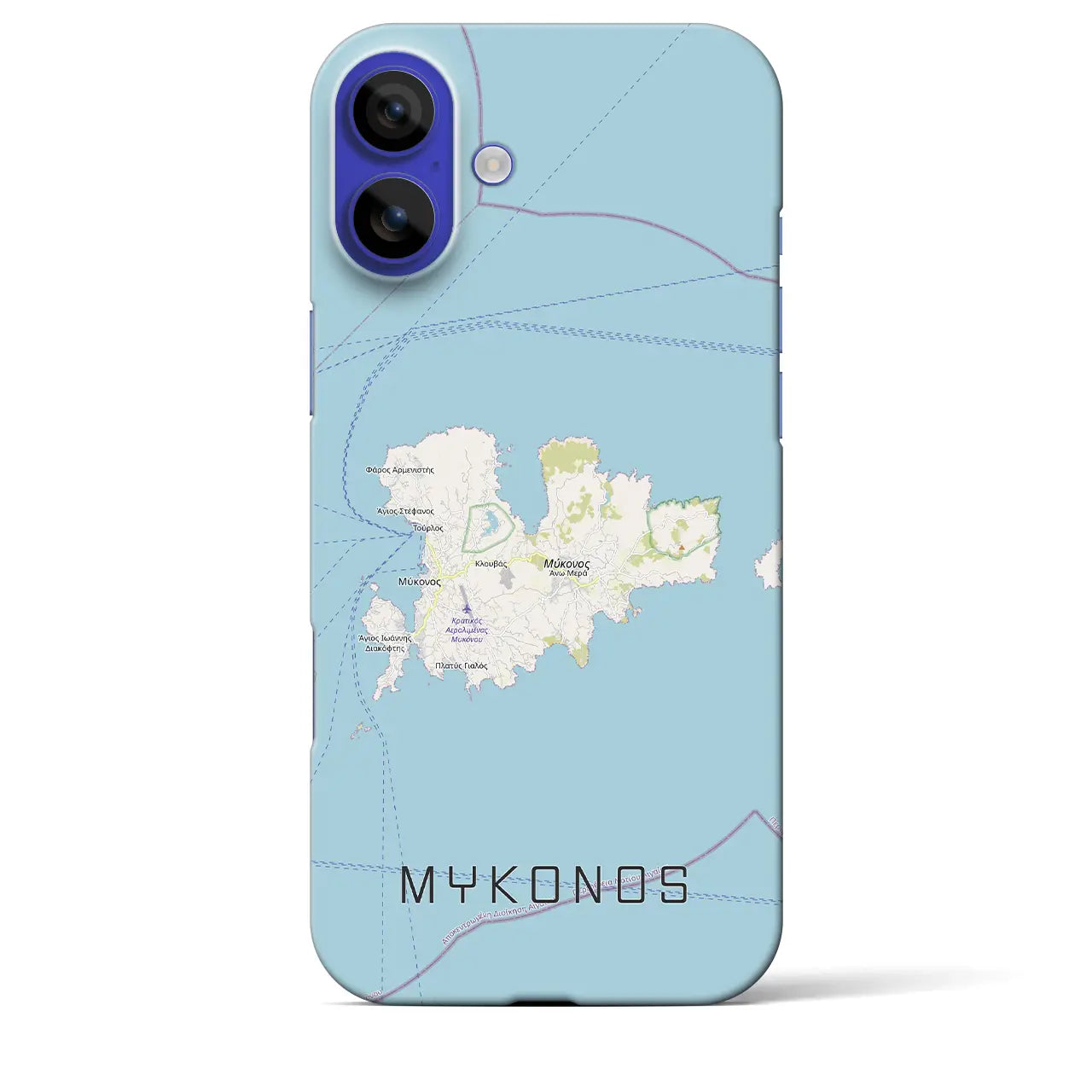 【ミコノス島（ギリシャ）】地図柄iPhoneケース（バックカバータイプ）