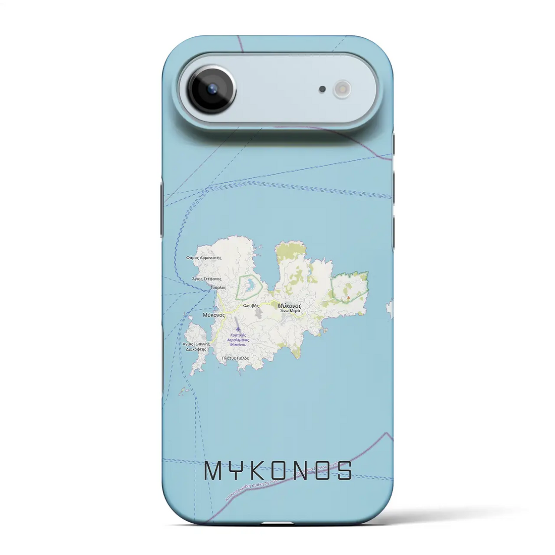 【ミコノス島（ギリシャ）】地図柄iPhoneケース（バックカバータイプ）ブラック・iPhone 17 Pro Max 用