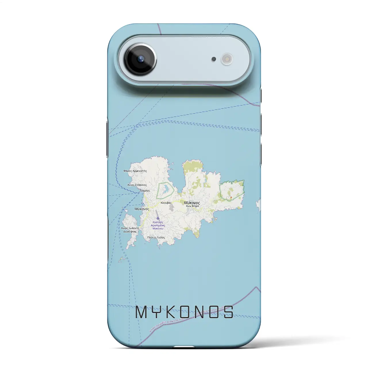 【ミコノス島（ギリシャ）】地図柄iPhoneケース（バックカバータイプ）ブラック・iPhone 17 Pro Max 用