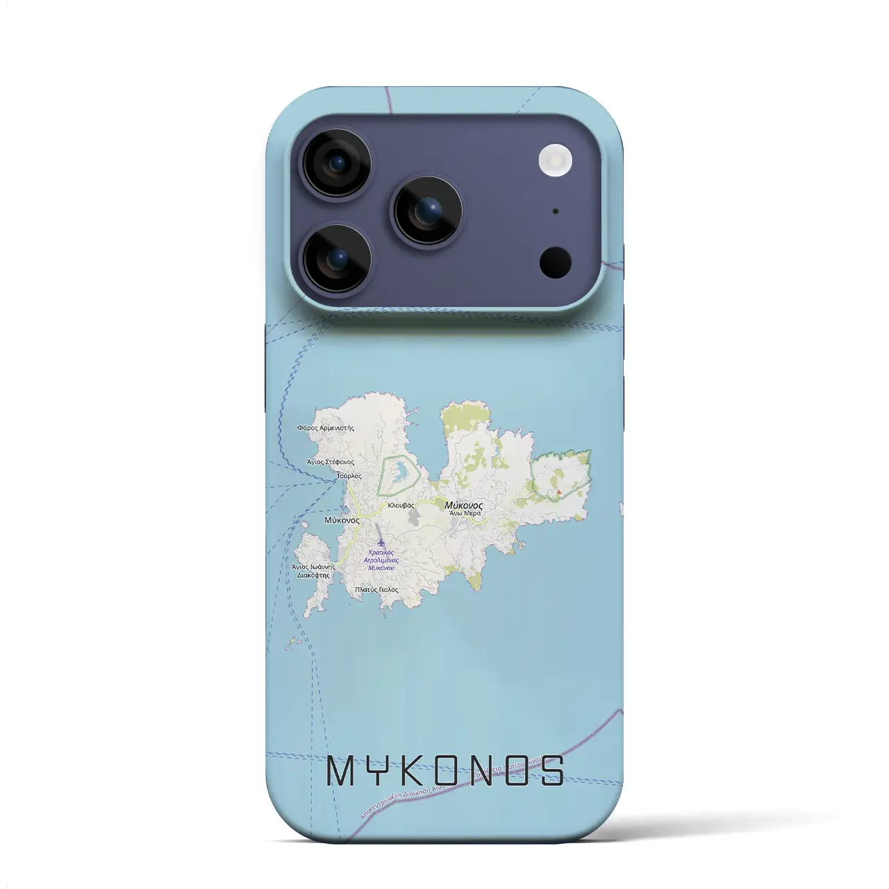 【ミコノス島（ギリシャ）】地図柄iPhoneケース（バックカバータイプ）