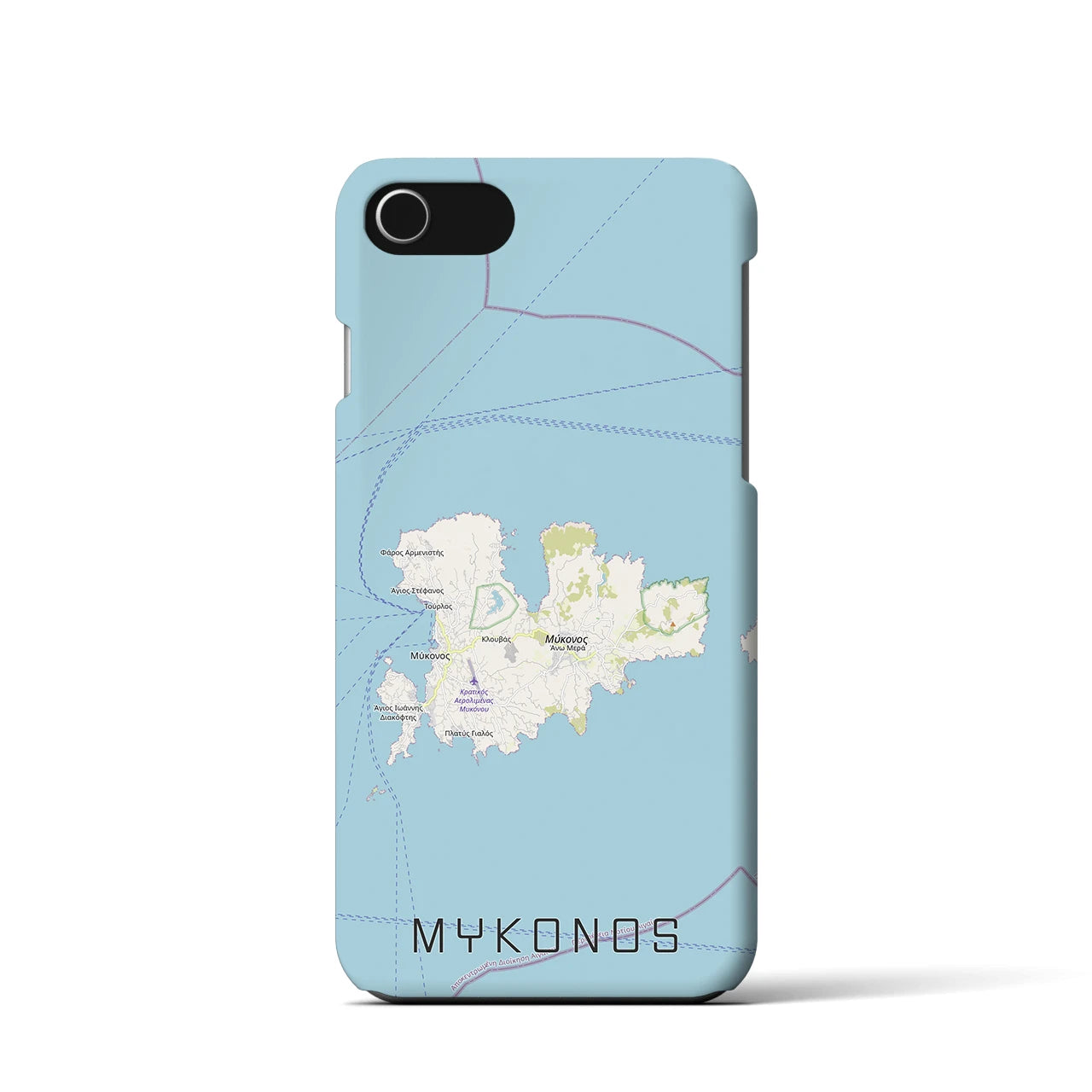 【ミコノス島（ギリシャ）】地図柄iPhoneケース（バックカバータイプ）