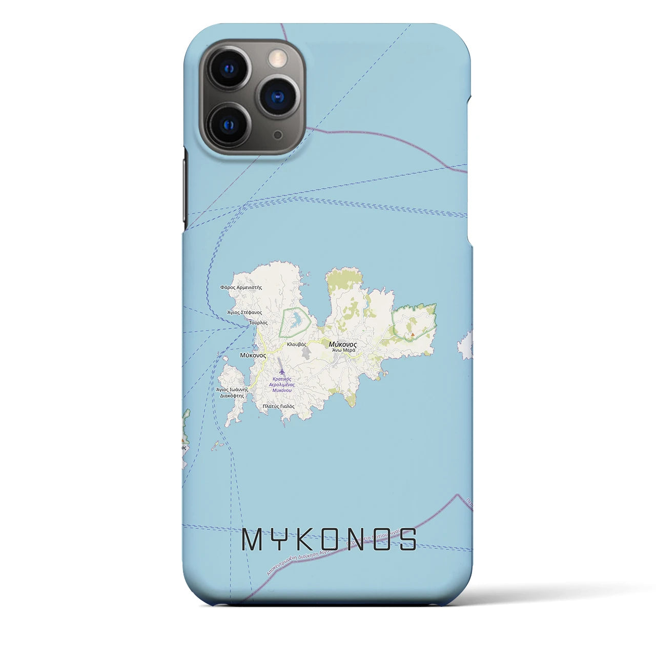 【ミコノス島（ギリシャ）】地図柄iPhoneケース（バックカバータイプ）