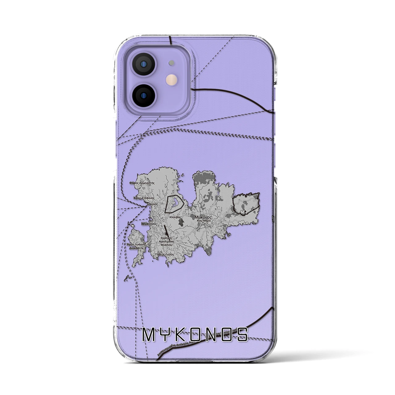 【ミコノス島（ギリシャ）】地図柄iPhoneケース（クリアタイプ）