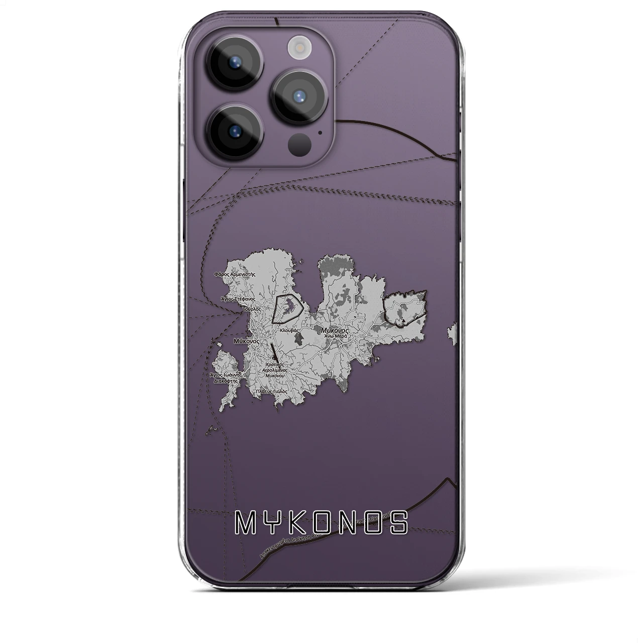 【ミコノス島（ギリシャ）】地図柄iPhoneケース（クリアタイプ）