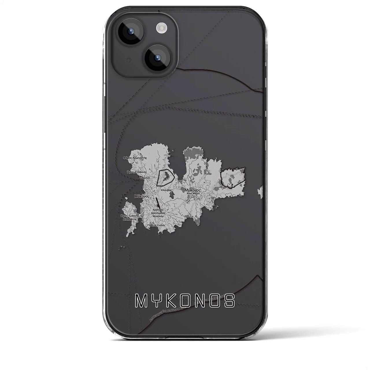 【ミコノス島（ギリシャ）】地図柄iPhoneケース（クリアタイプ）