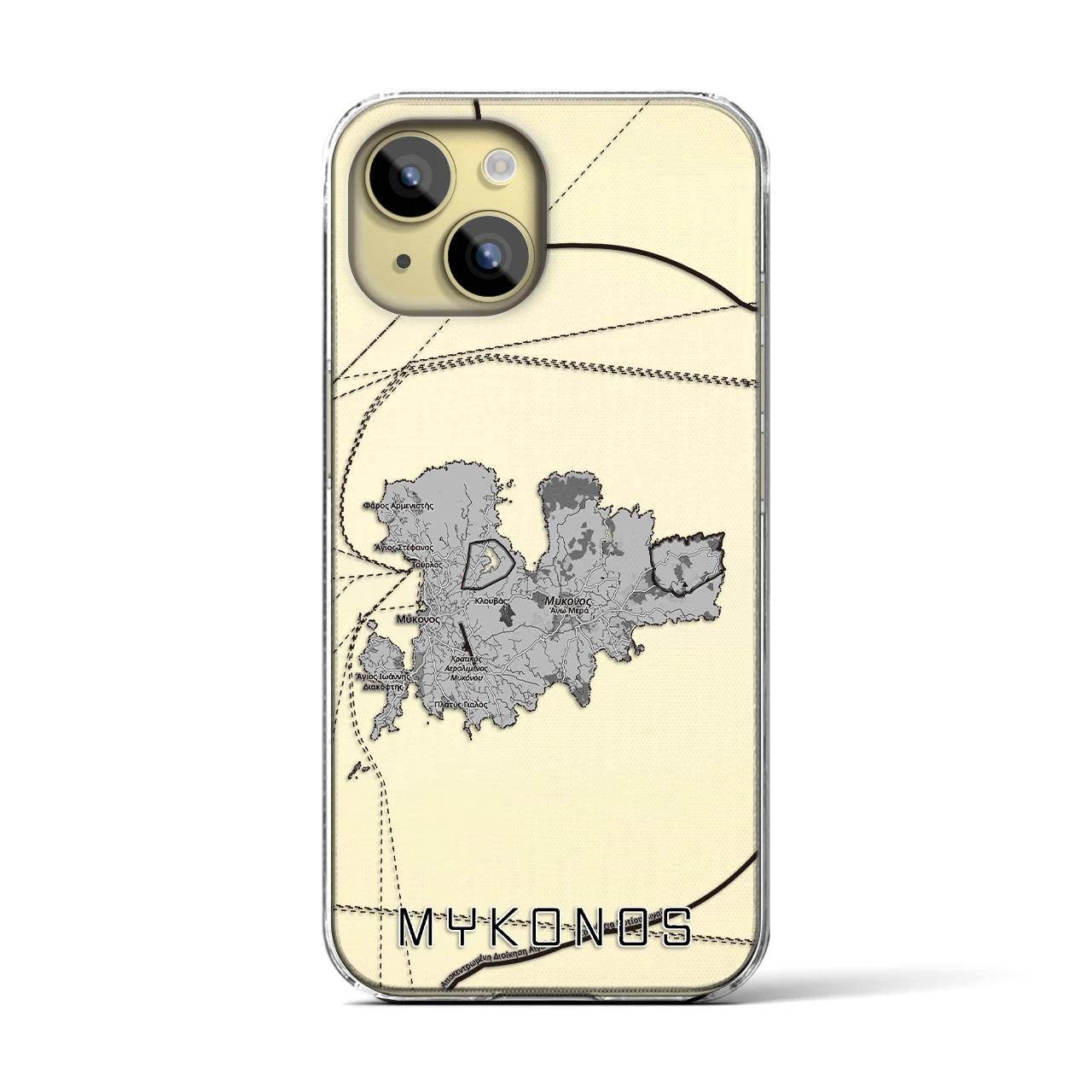 【ミコノス島（ギリシャ）】地図柄iPhoneケース（クリアタイプ）