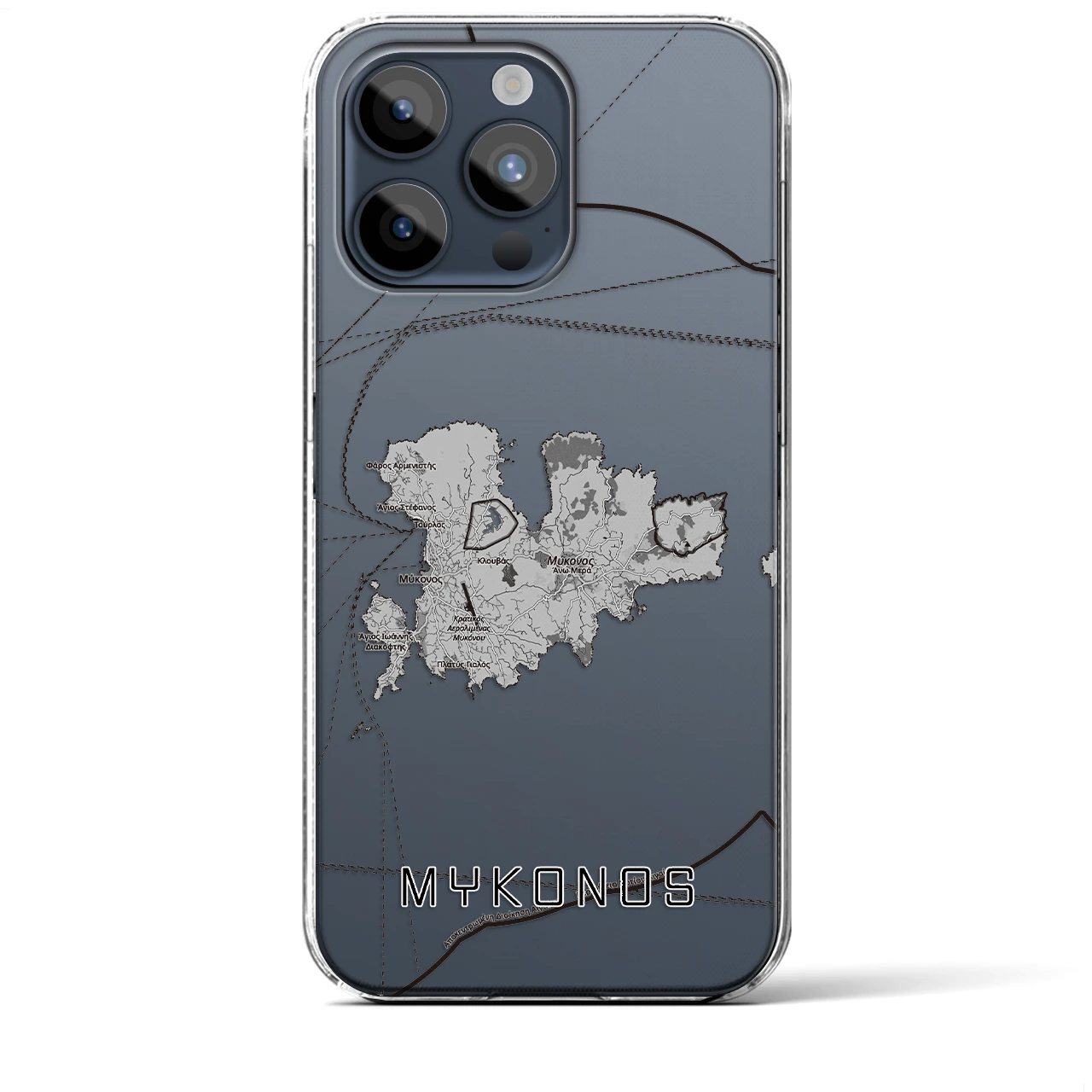 【ミコノス島（ギリシャ）】地図柄iPhoneケース（クリアタイプ）