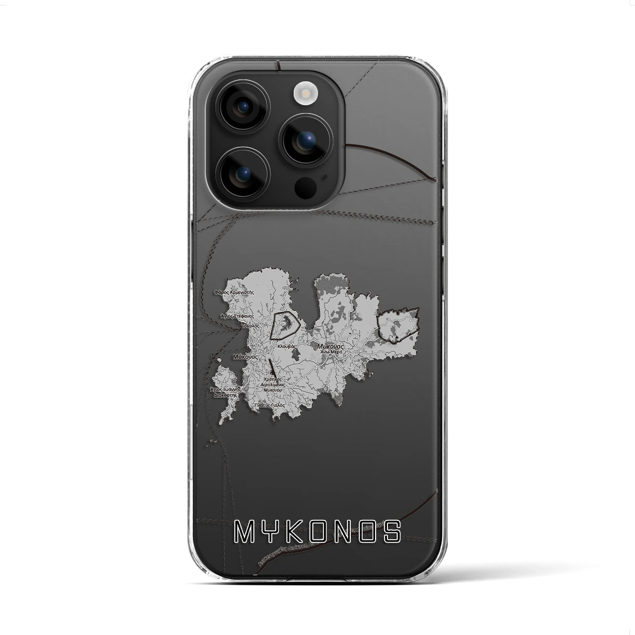 【ミコノス島（ギリシャ）】地図柄iPhoneケース（クリアタイプ）