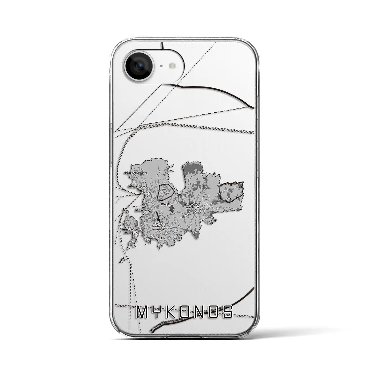 【ミコノス島（ギリシャ）】地図柄iPhoneケース（クリアタイプ）
