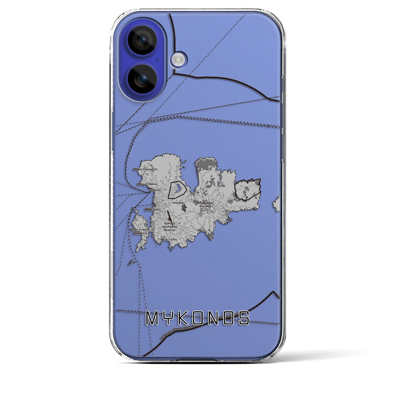 【ミコノス島（ギリシャ）】地図柄iPhoneケース（クリアタイプ）