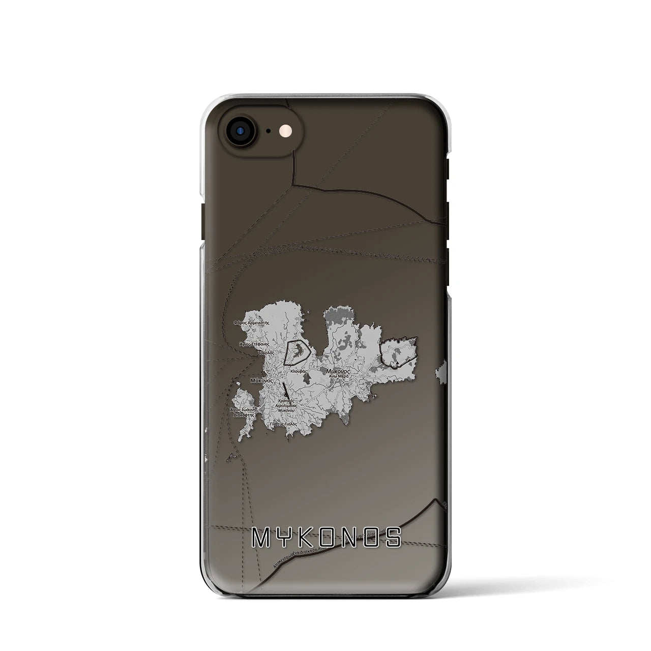 【ミコノス島（ギリシャ）】地図柄iPhoneケース（クリアタイプ）