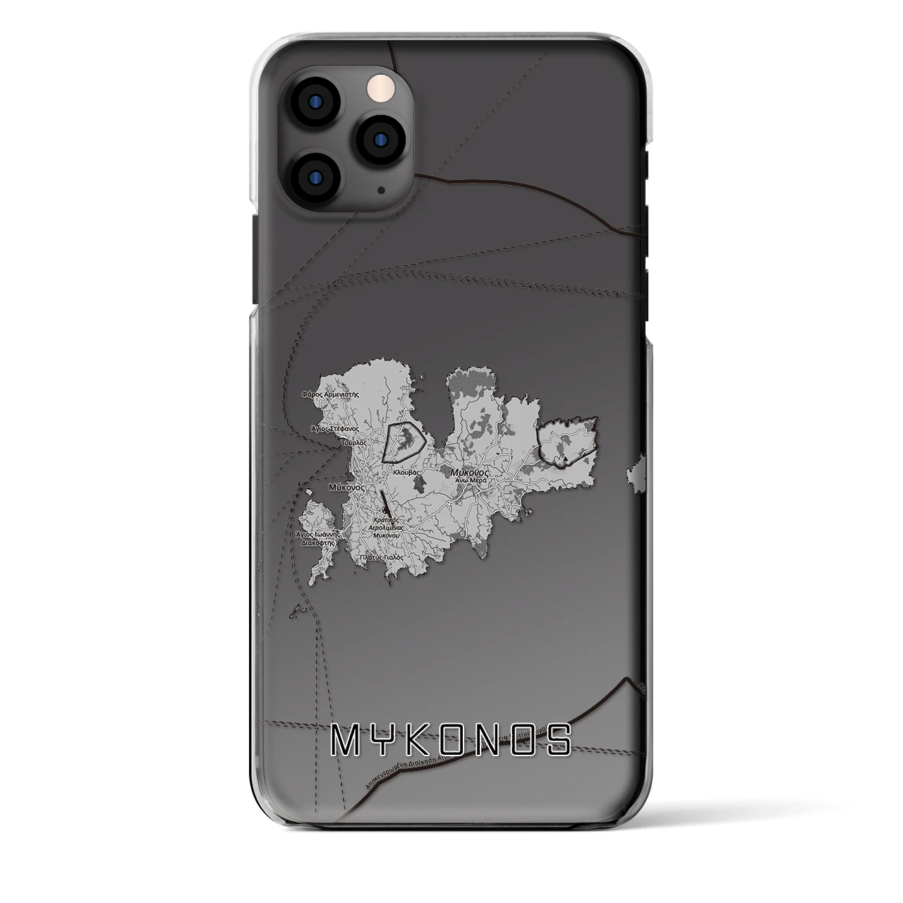 【ミコノス島（ギリシャ）】地図柄iPhoneケース（クリアタイプ）