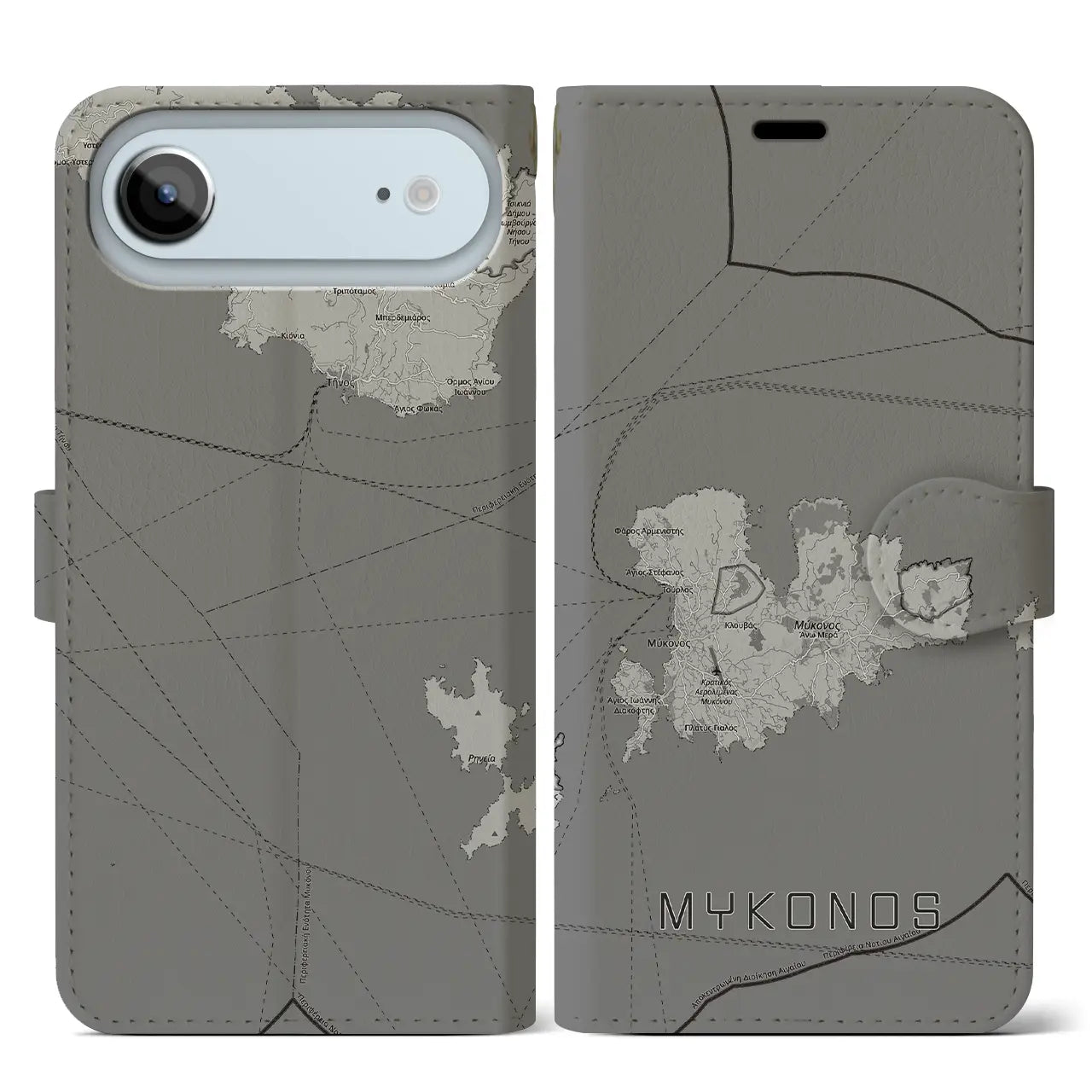 【ミコノス島（ギリシャ）】地図柄iPhoneケース（手帳タイプ）