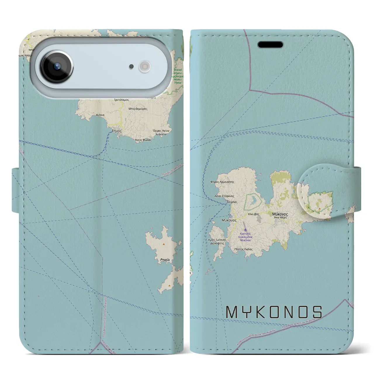 【ミコノス島（ギリシャ）】地図柄iPhoneケース（手帳タイプ）