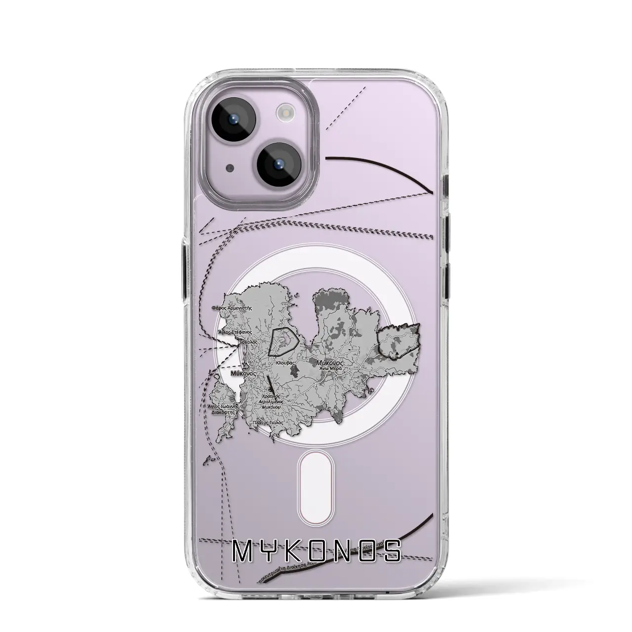 【ミコノス島（ギリシャ）】地図柄iPhoneケース（MagSafeタイプ）