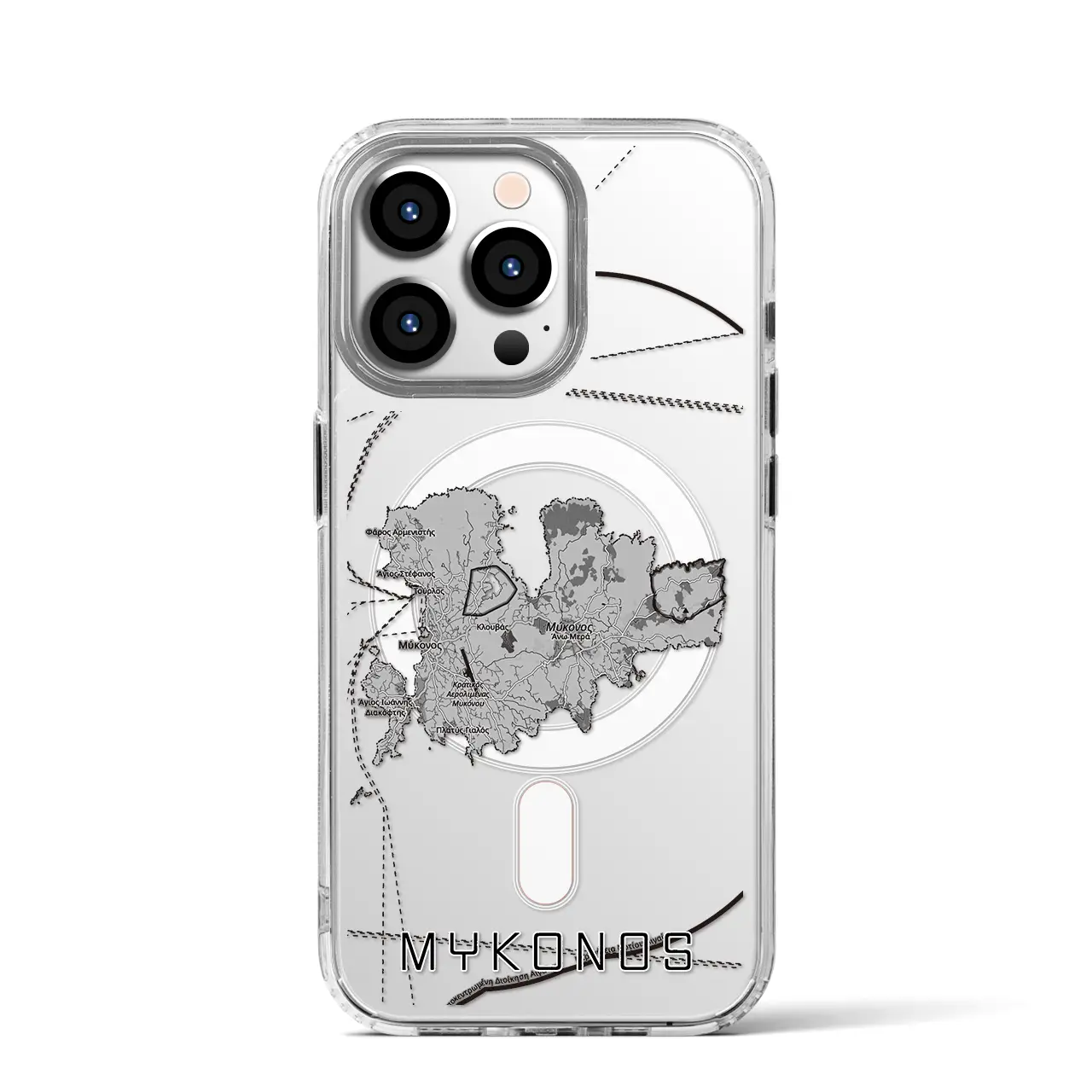 【ミコノス島（ギリシャ）】地図柄iPhoneケース（MagSafeタイプ）