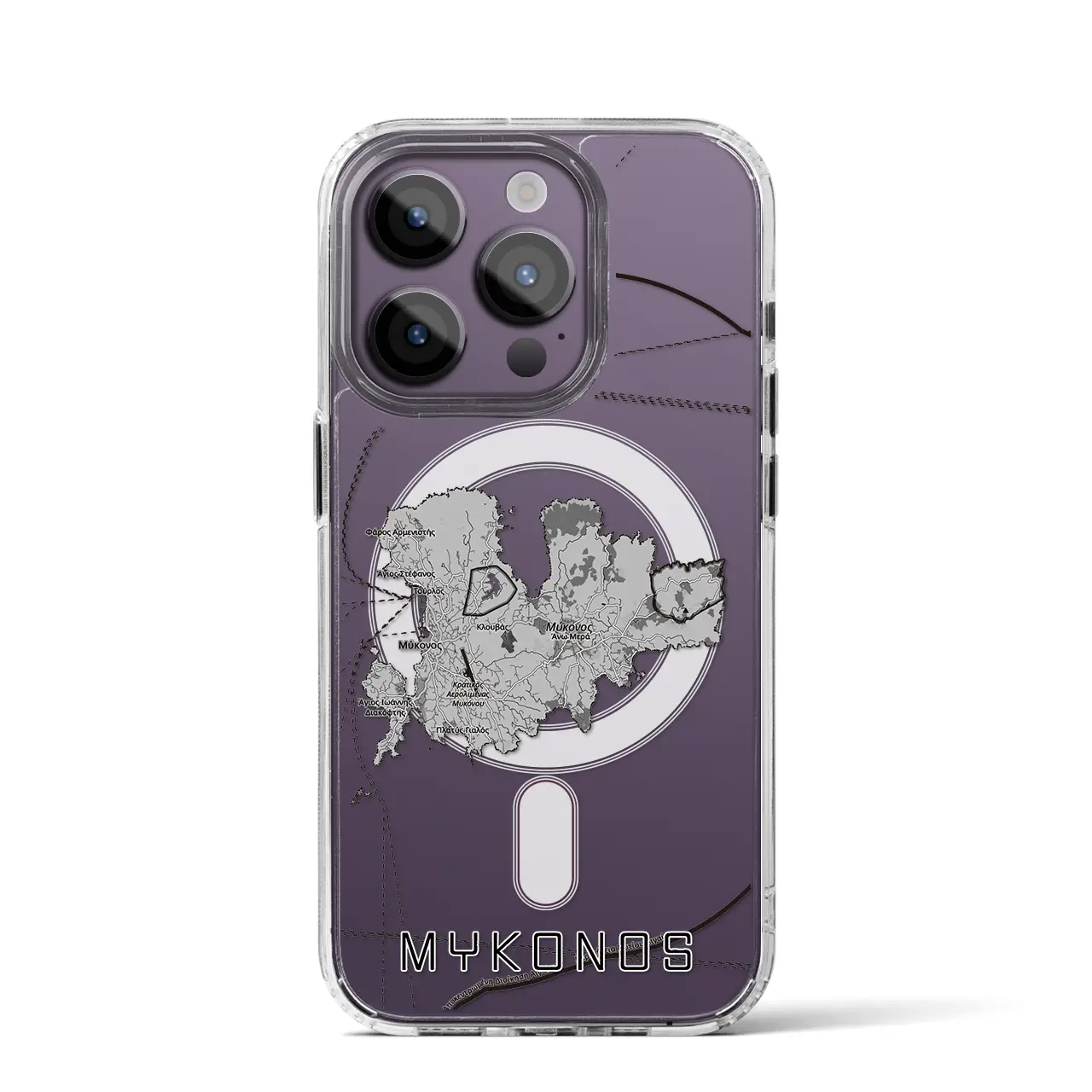【ミコノス島（ギリシャ）】地図柄iPhoneケース（MagSafeタイプ）