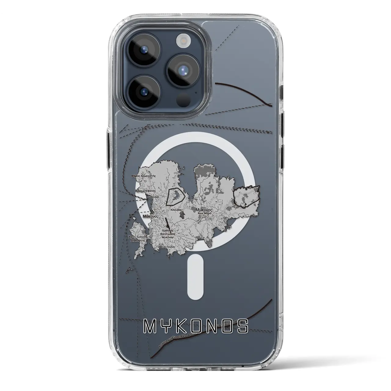 【ミコノス島（ギリシャ）】地図柄iPhoneケース（MagSafeタイプ）