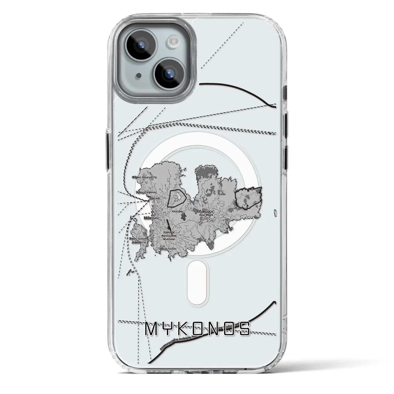 【ミコノス島（ギリシャ）】地図柄iPhoneケース（MagSafeタイプ）