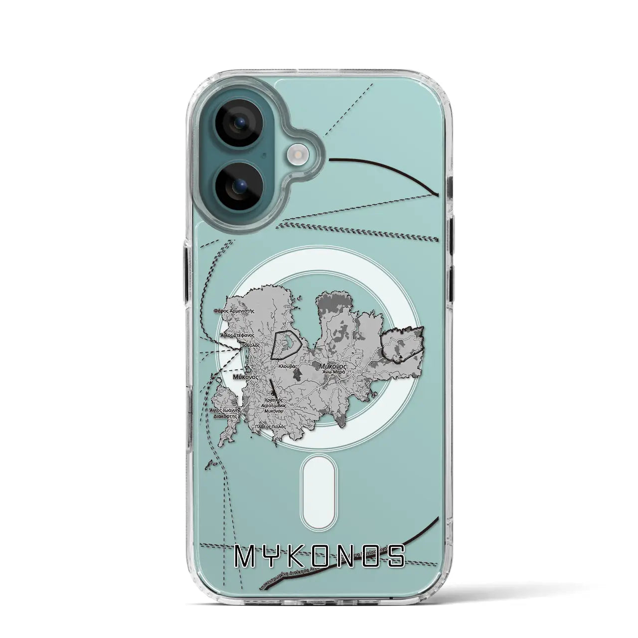 【ミコノス島（ギリシャ）】地図柄iPhoneケース（MagSafeタイプ）