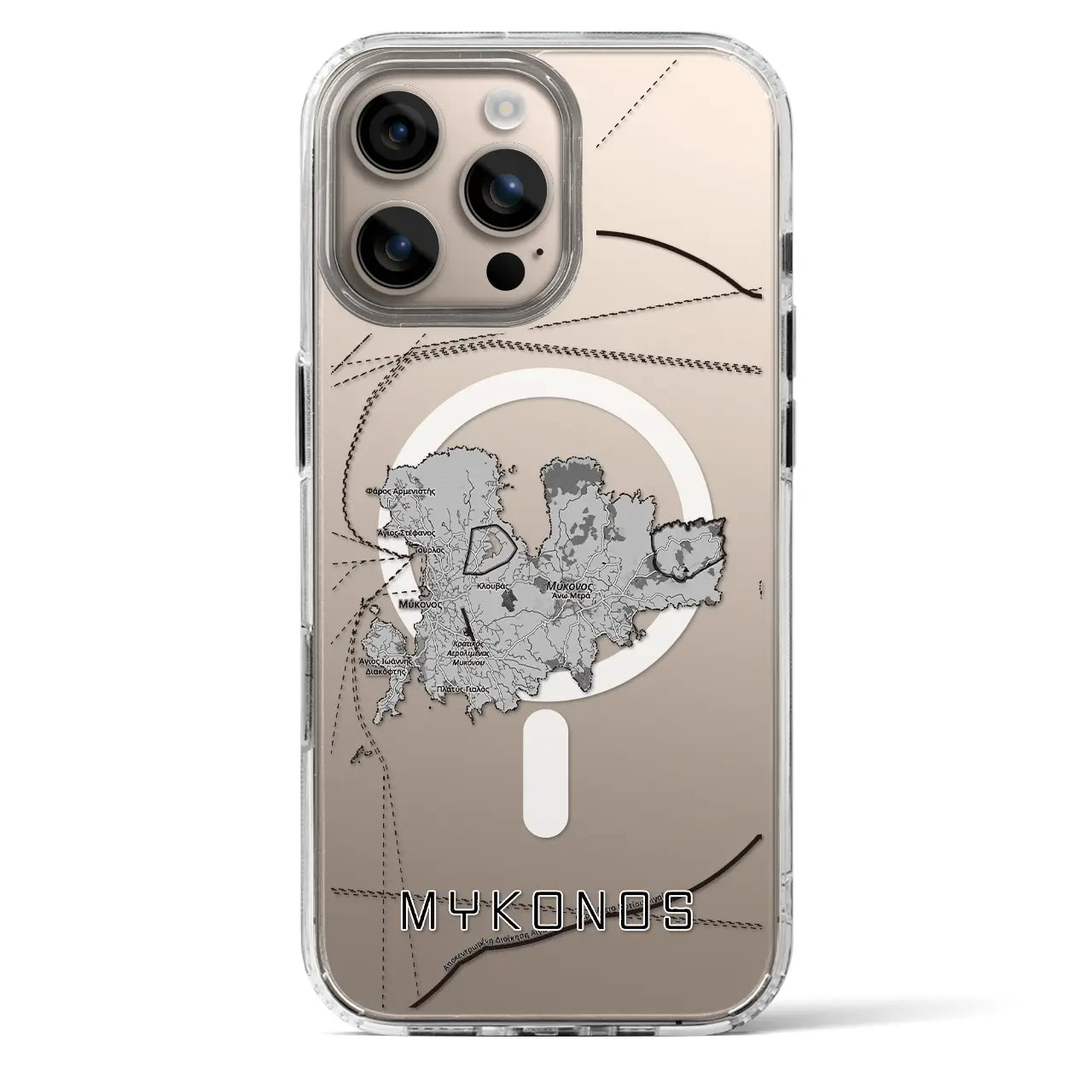 【ミコノス島（ギリシャ）】地図柄iPhoneケース（MagSafeタイプ）