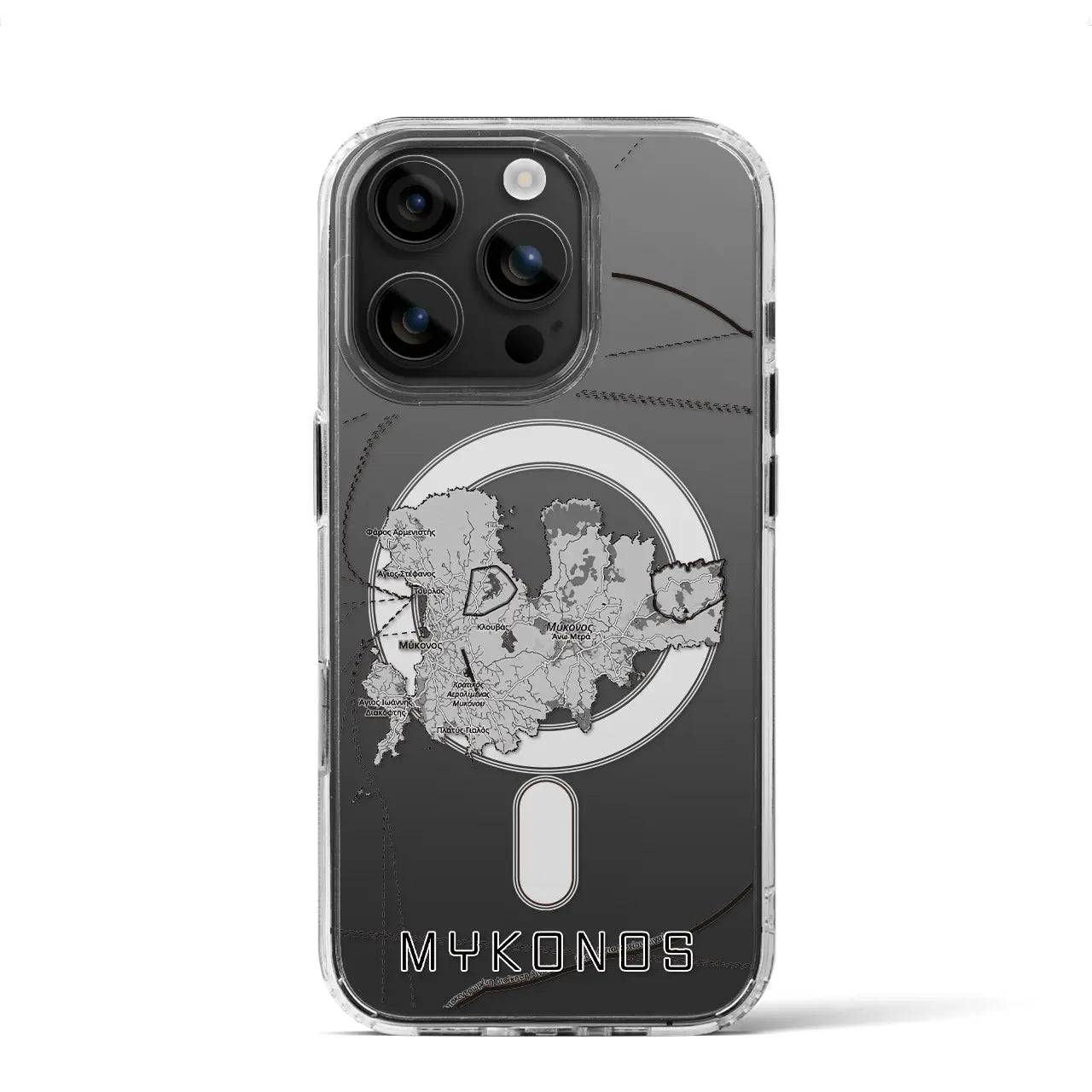 【ミコノス島（ギリシャ）】地図柄iPhoneケース（MagSafeタイプ）