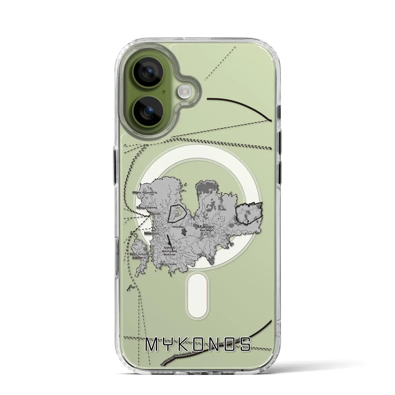 【ミコノス島（ギリシャ）】地図柄iPhoneケース（MagSafeタイプ）