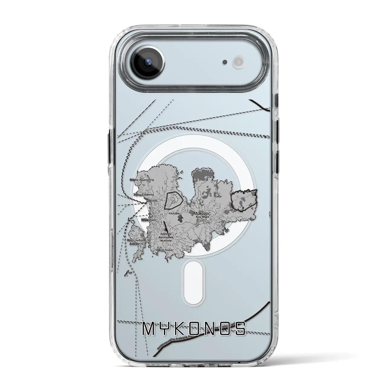 【ミコノス島（ギリシャ）】地図柄iPhoneケース（MagSafeタイプ）