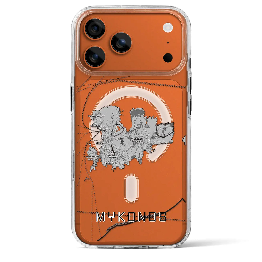 【ミコノス島（ギリシャ）】地図柄iPhoneケース（MagSafeタイプ）