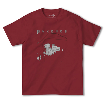 【ミコノス島（ギリシャ）】地図柄ヘビーウェイトTシャツ