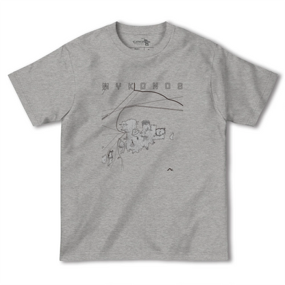 【ミコノス島（ギリシャ）】地図柄ヘビーウェイトTシャツ
