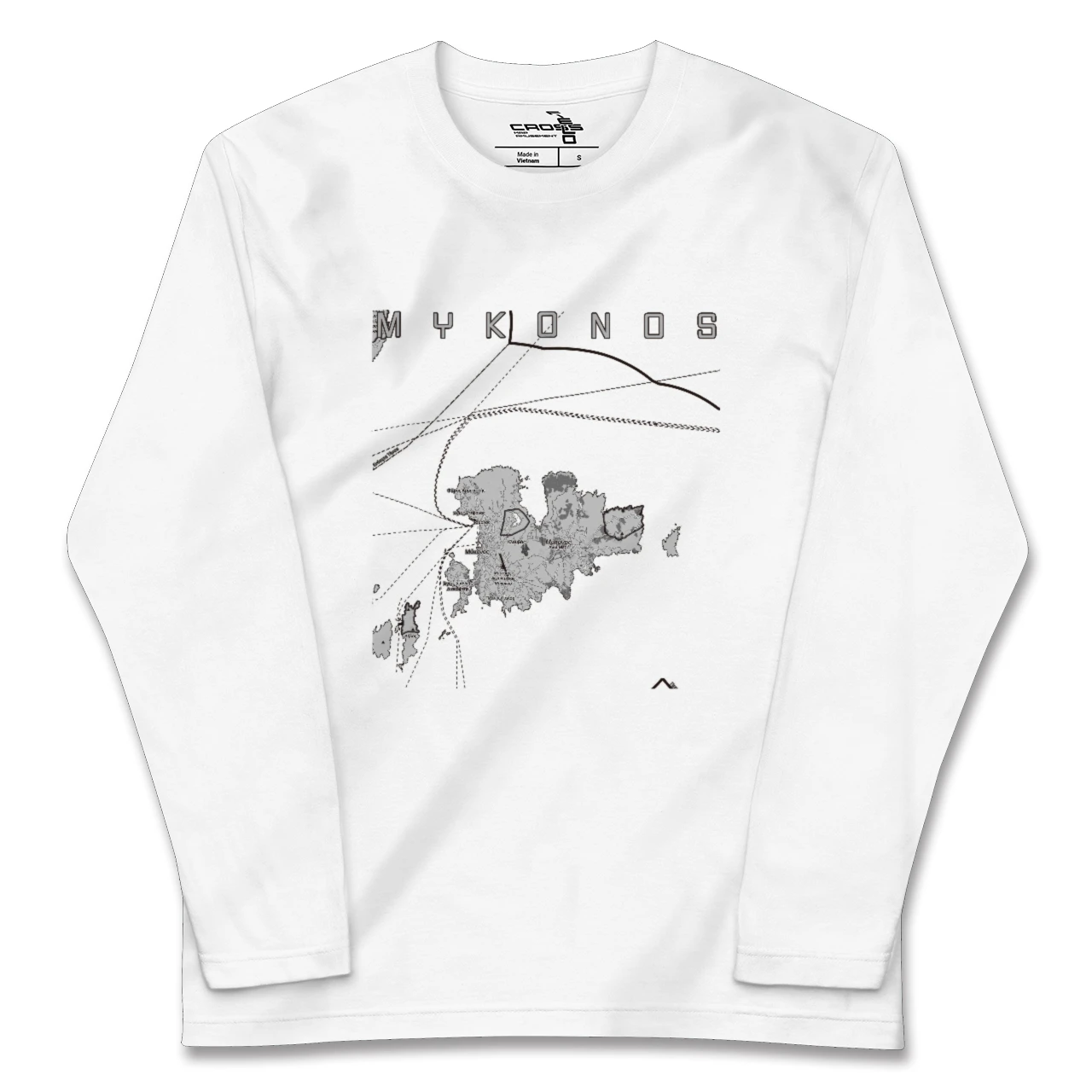 【ミコノス島（ギリシャ）】地図柄ロングスリーブTシャツ