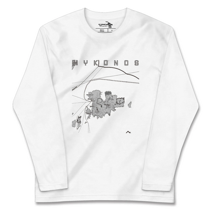 【ミコノス島（ギリシャ）】地図柄ロングスリーブTシャツ