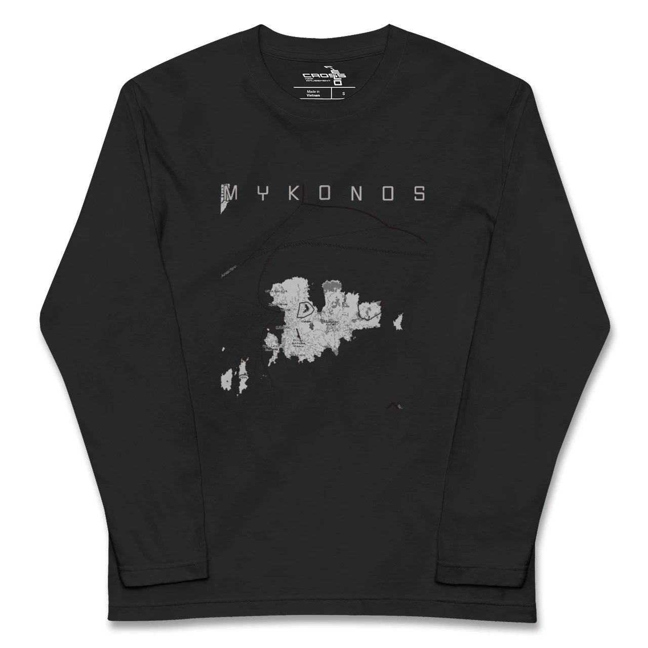 【ミコノス島（ギリシャ）】地図柄ロングスリーブTシャツ