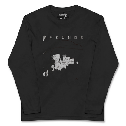 【ミコノス島（ギリシャ）】地図柄ロングスリーブTシャツ