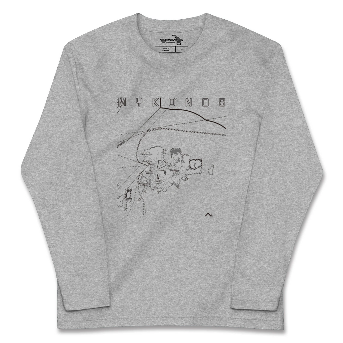 【ミコノス島（ギリシャ）】地図柄ロングスリーブTシャツ