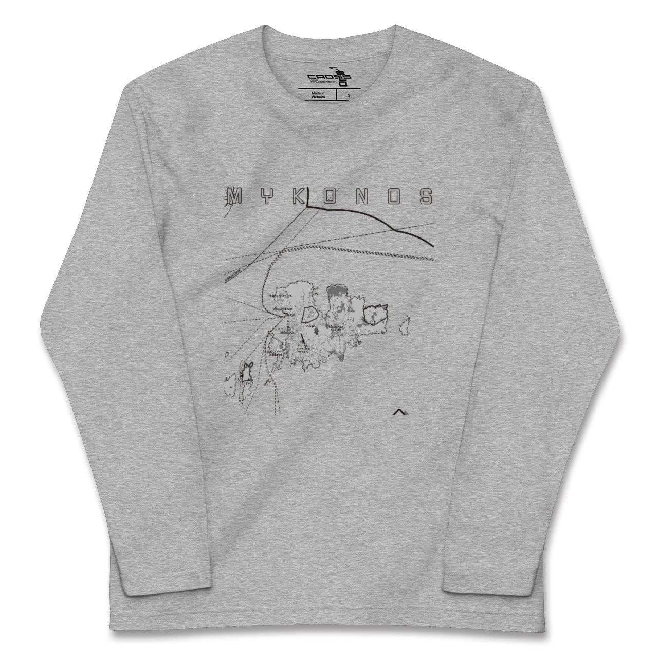 【ミコノス島（ギリシャ）】地図柄ロングスリーブTシャツ