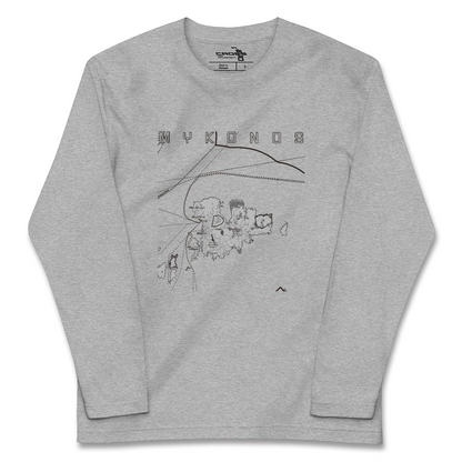 【ミコノス島（ギリシャ）】地図柄ロングスリーブTシャツ