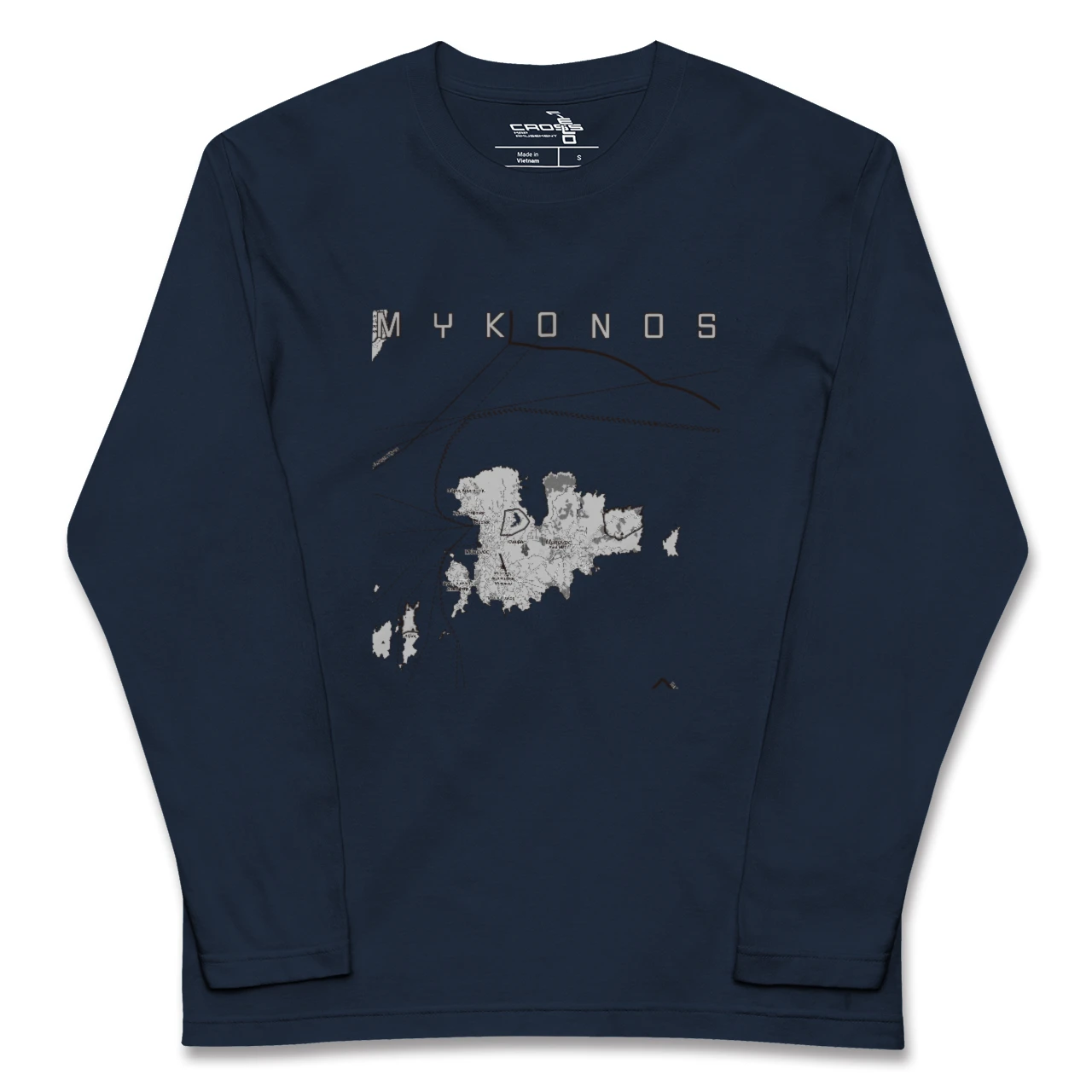 【ミコノス島（ギリシャ）】地図柄ロングスリーブTシャツ
