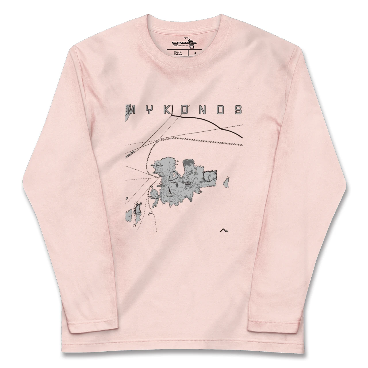 【ミコノス島（ギリシャ）】地図柄ロングスリーブTシャツ